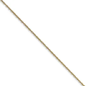 0.5mm, 10k Yellow Gold, Cable Rope Chain Necklace