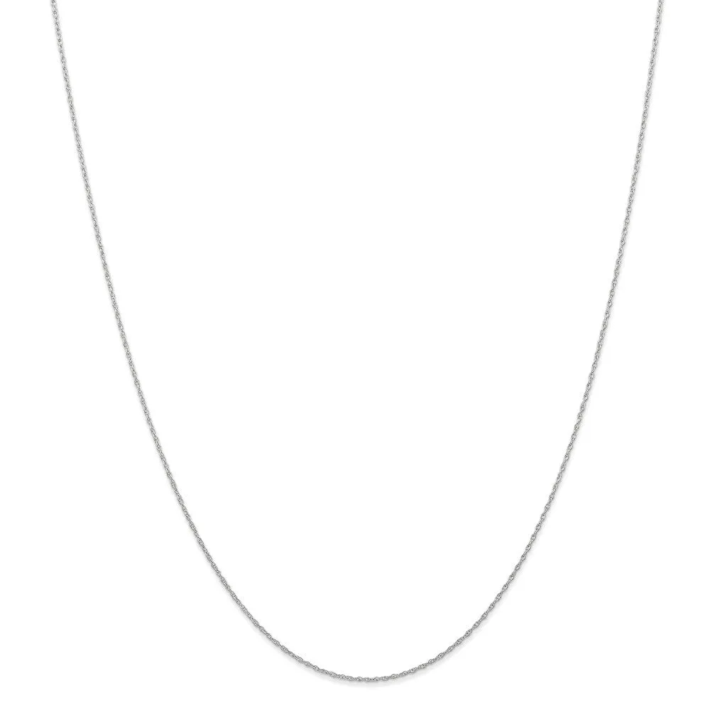 0.6mm, 14k White Gold, Cable Rope Chain Necklace