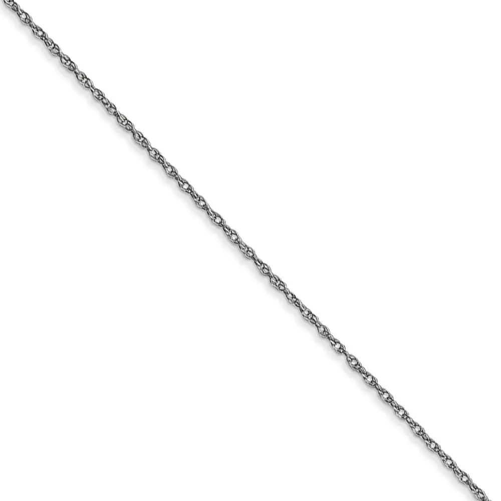 0.6mm, 14k White Gold, Cable Rope Chain Necklace