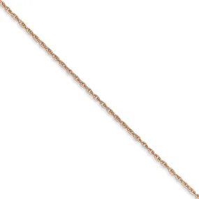 0.8mm 14k Rose Gold Solid Baby Rope Chain Necklace