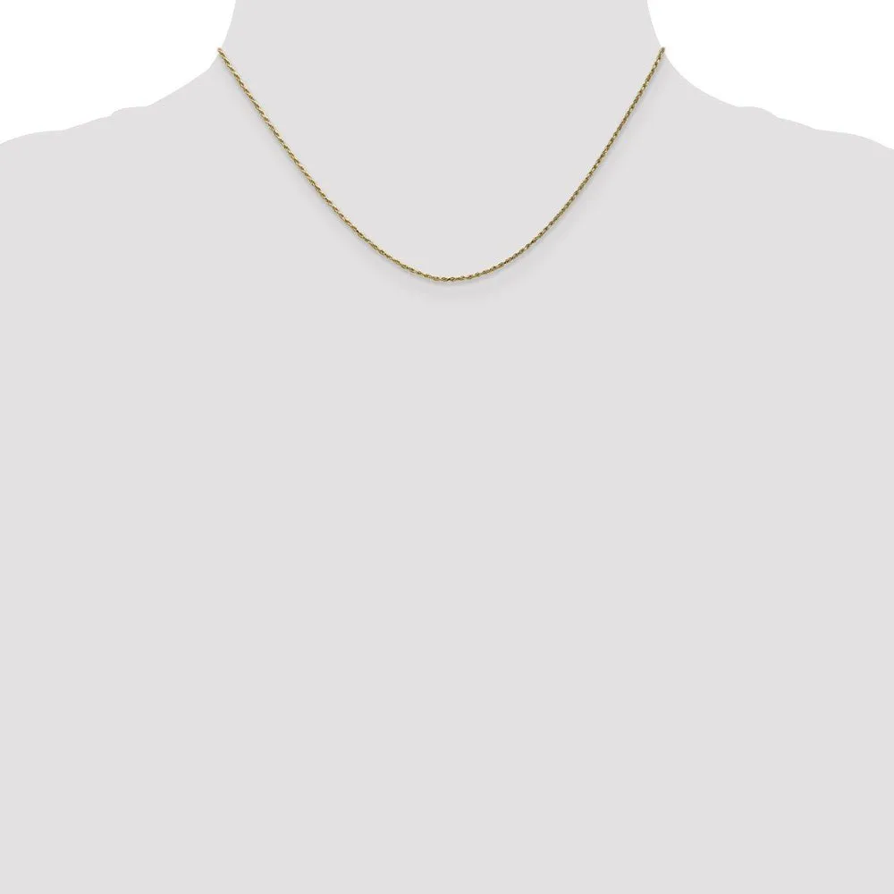 0.95mm, 10k Yellow Gold, Cable Rope Chain Necklace