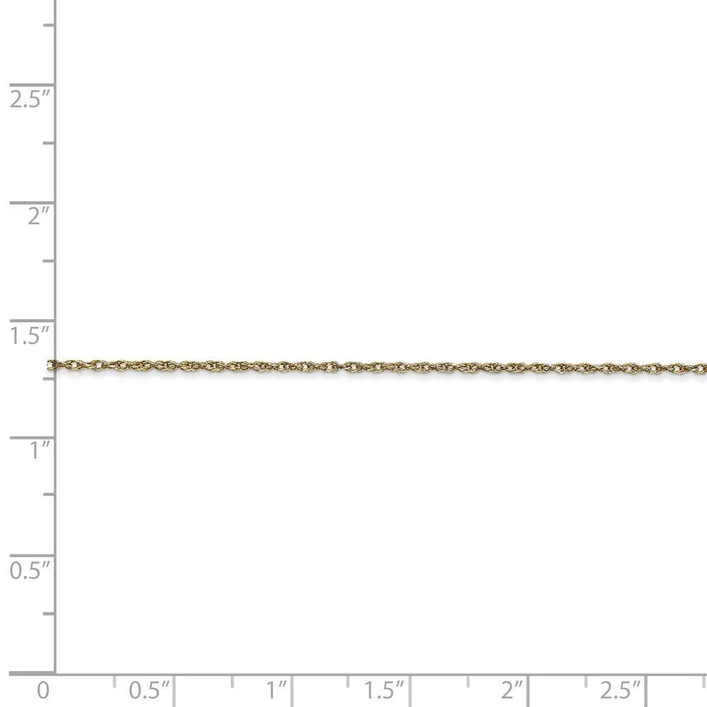 0.95mm, 10k Yellow Gold, Cable Rope Chain Necklace