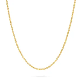 10K Solid Gold Rope Chain, 2.5mm