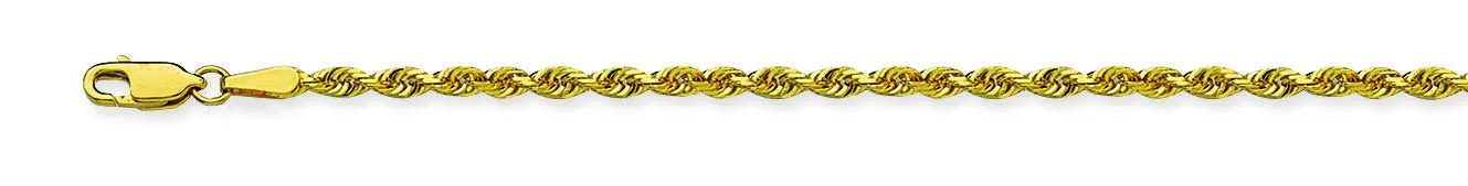 10K Yellow Gold 24" Diamond Cut Rope Chain