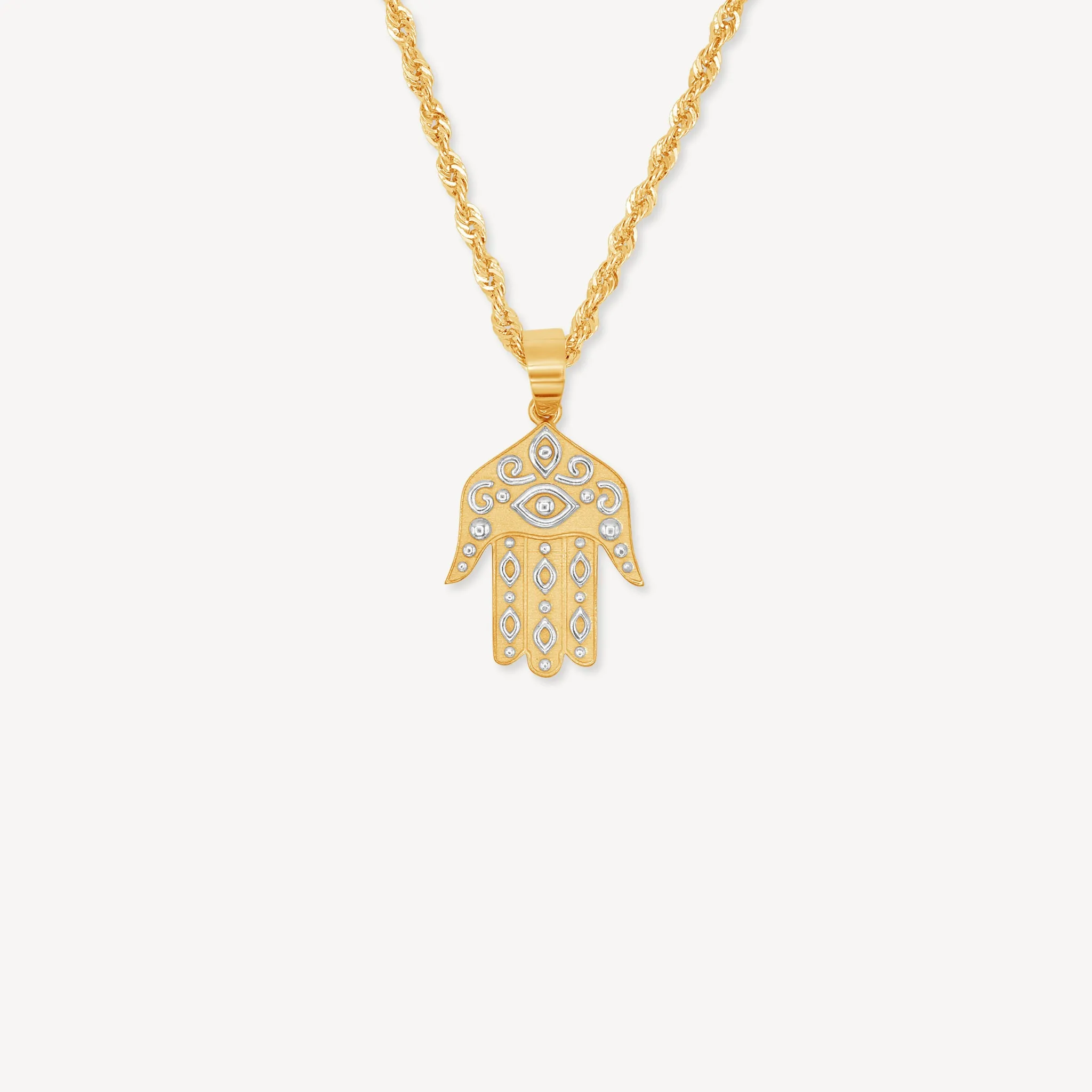 10k Yellow Gold Hamsa Hand Necklace