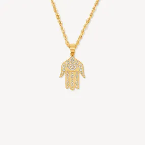 10k Yellow Gold Hamsa Hand Necklace