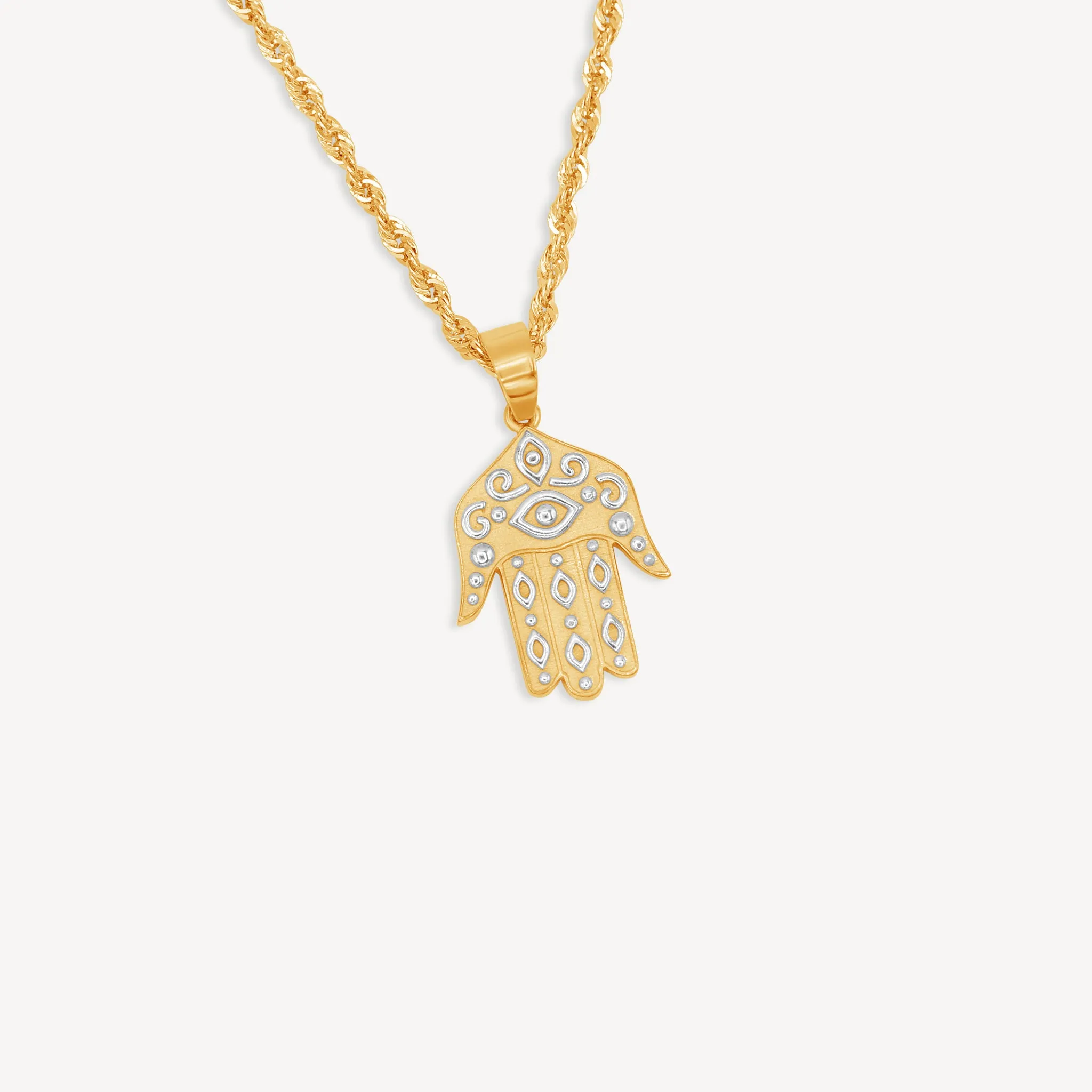 10k Yellow Gold Hamsa Hand Necklace