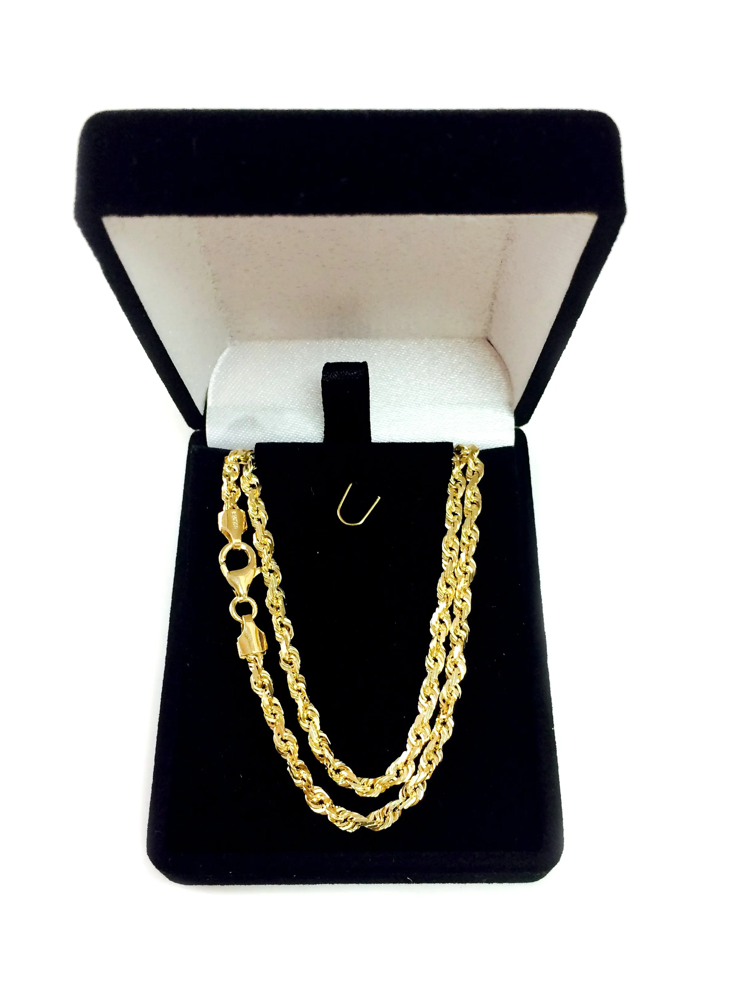 10k Yellow Solid Gold Diamond Cut Rope Chain Necklace, 3.5mm