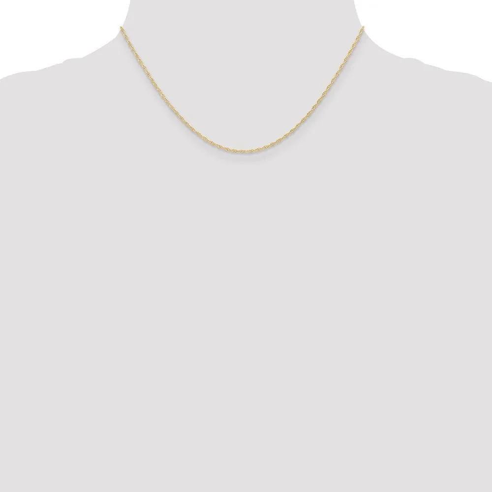 1.15mm 10K Yellow Gold Solid Cable Rope Chain Necklace