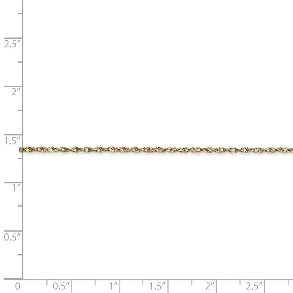 1.15mm 10K Yellow Gold Solid Cable Rope Chain Necklace