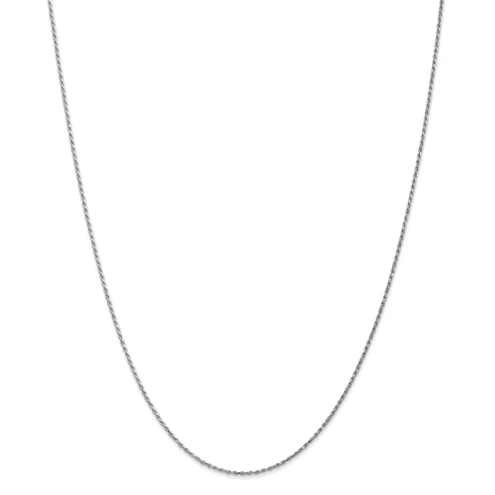 1.15mm, 14k White Gold, Diamond Cut Solid Rope Chain Necklace