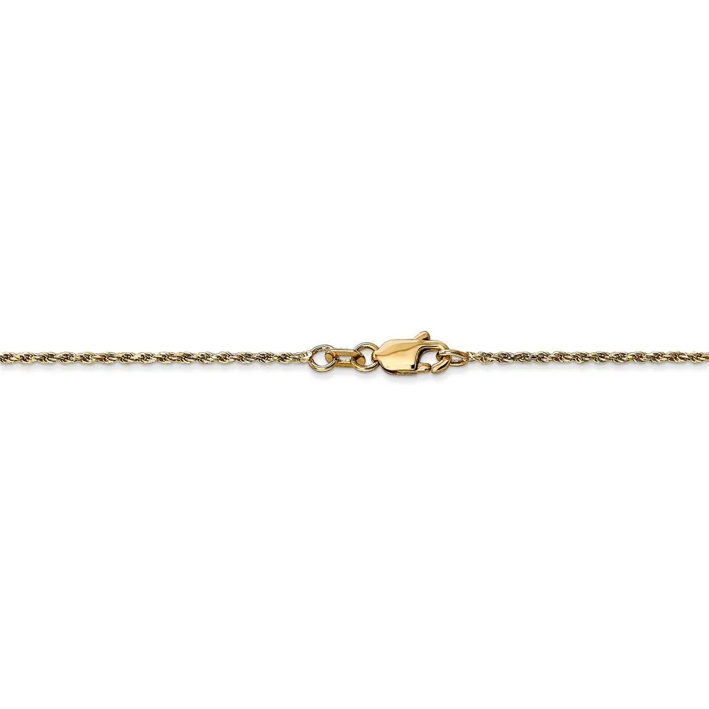 1.15mm, 14k Yellow Gold, Diamond Cut Rope Chain Anklet or Bracelet