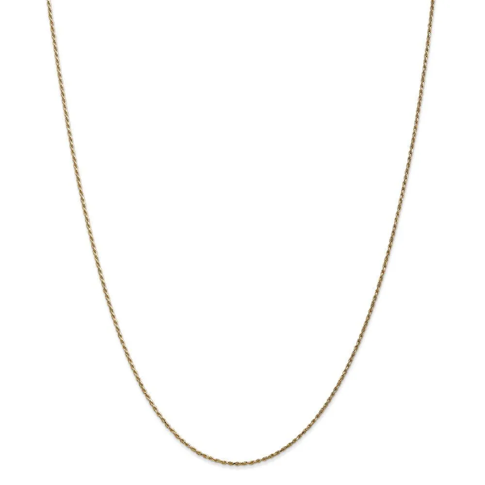 1.15mm, 14k Yellow Gold, Diamond Cut Solid Rope Chain Necklace