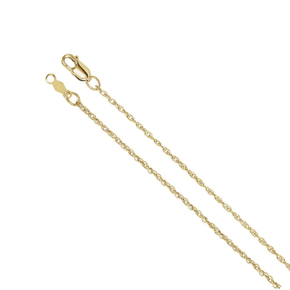 1.25mm 14k Yellow Gold Solid Loose Rope Chain Necklace