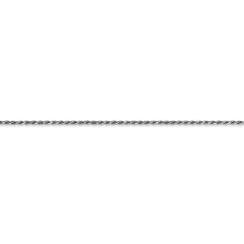 1.2mm, 10k White Gold Diamond Cut Solid Rope Chain Anklet or Bracelet