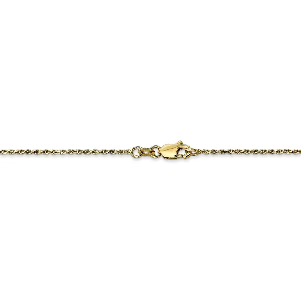 1.2mm 10k Yellow Gold Diamond Cut Solid Rope Chain Bracelet