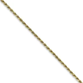 1.3mm 10k Yellow Gold Diamond Cut Solid Rope Chain Necklace