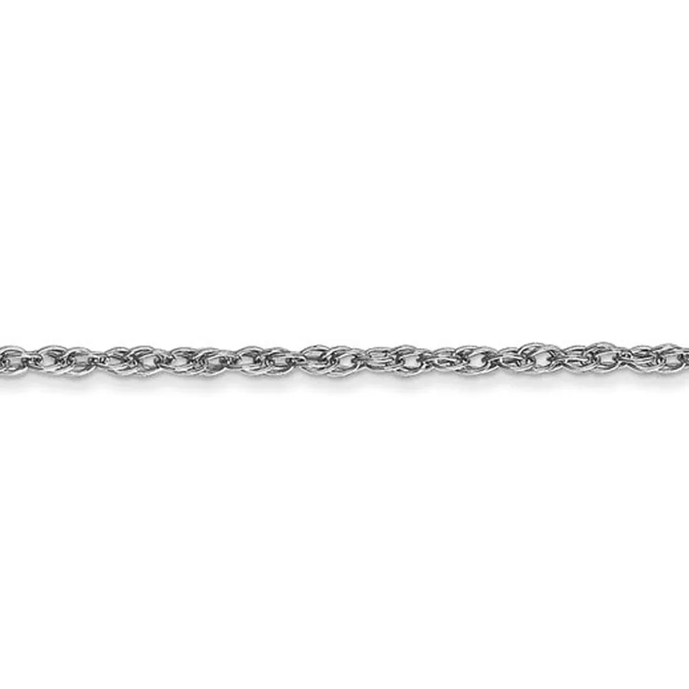 1.3mm, 14K White Gold, Solid Baby Rope Chain Necklace