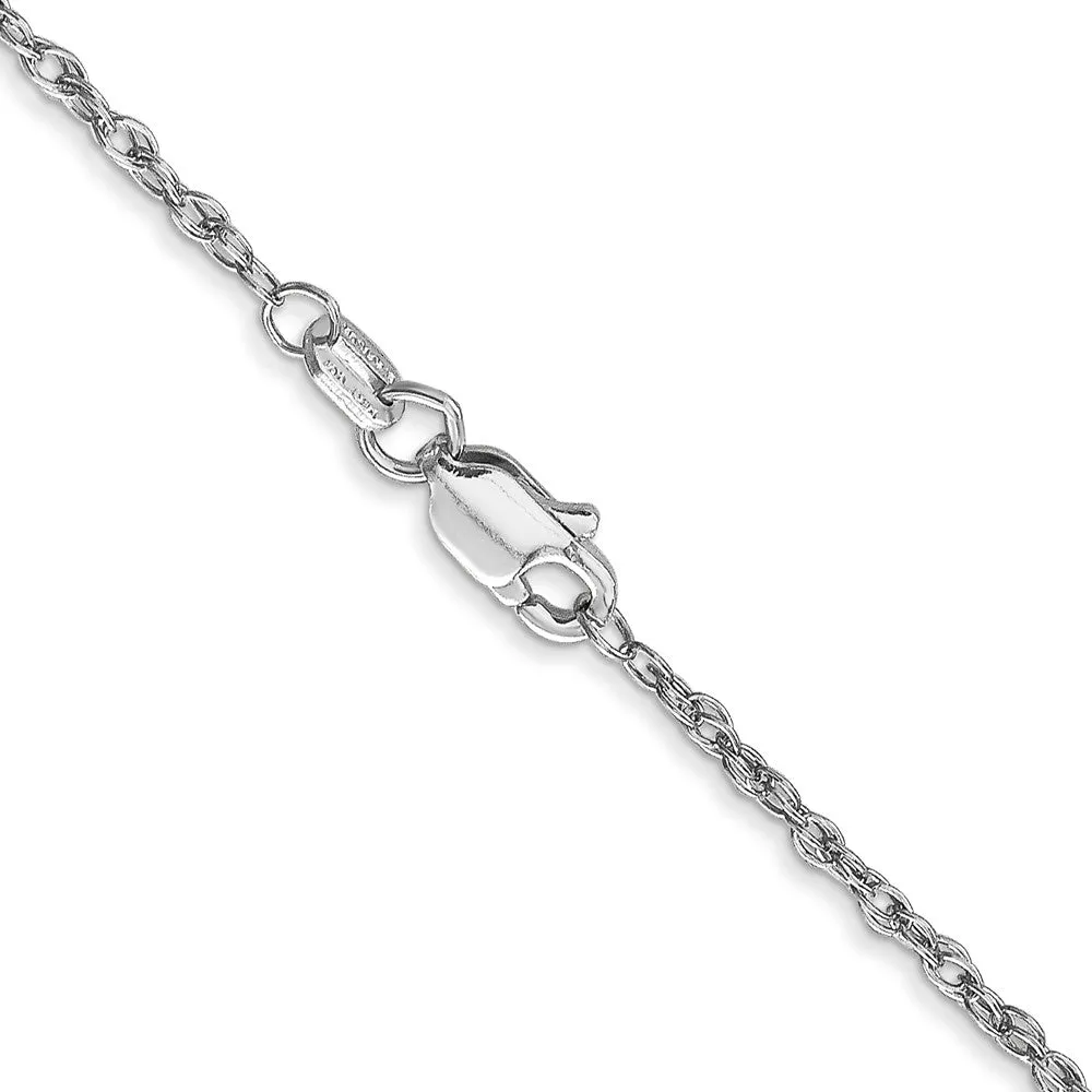 1.3mm, 14K White Gold, Solid Baby Rope Chain Necklace