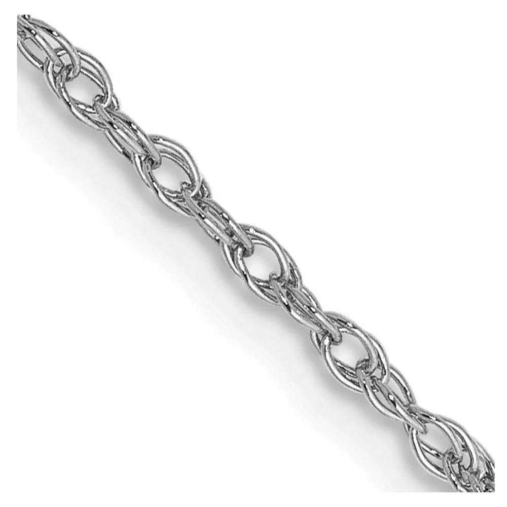 1.3mm, 14K White Gold, Solid Baby Rope Chain Necklace