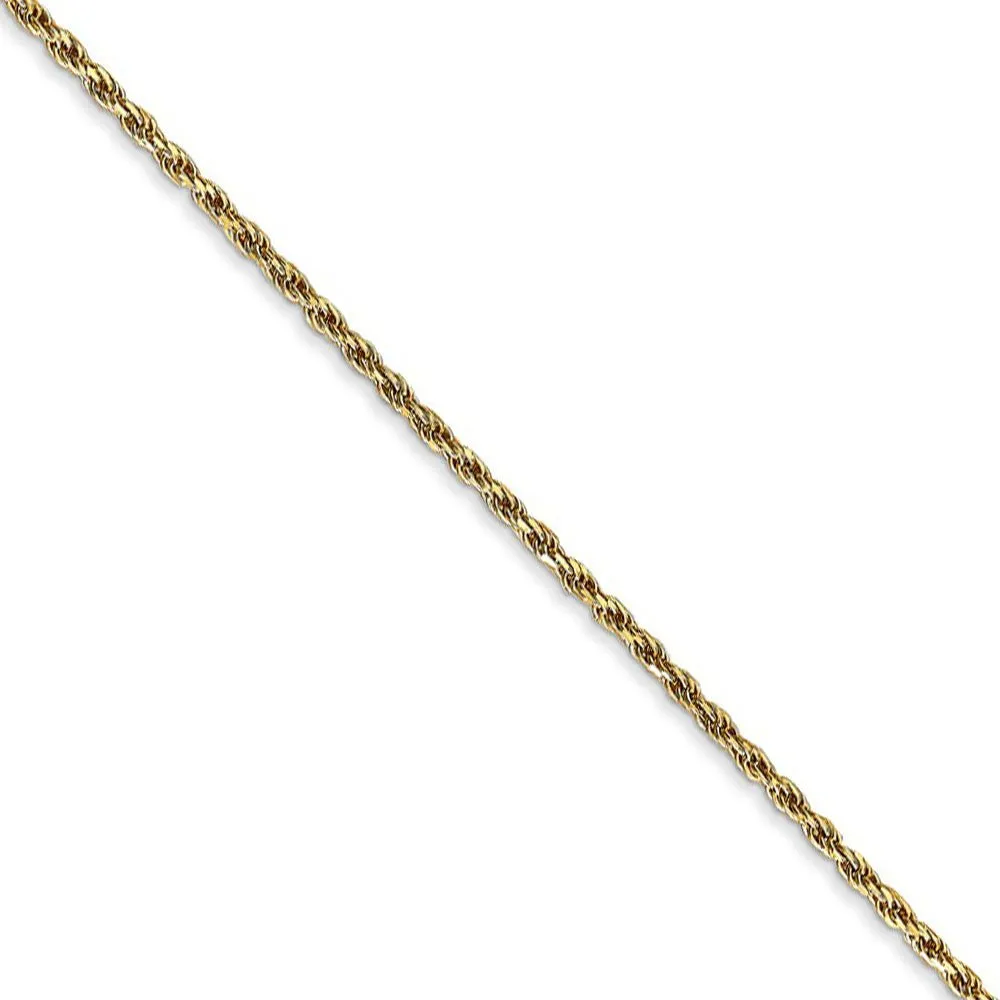 1.3mm, 14k Yellow Gold, Diamond Cut Rope Chain Necklace