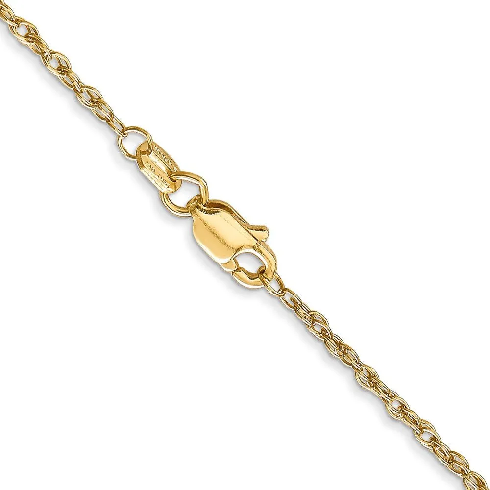 1.3mm, 14K Yellow Gold, Solid Baby Rope Chain Necklace