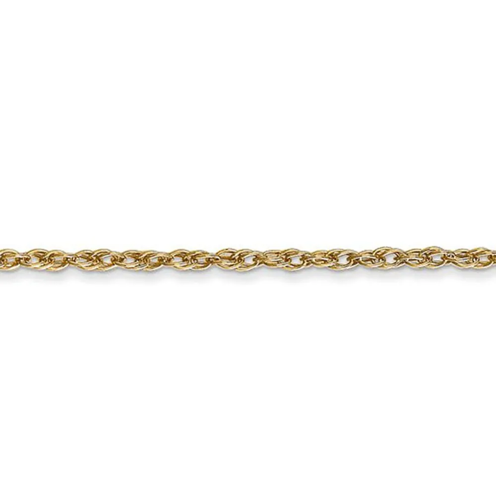 1.3mm, 14K Yellow Gold, Solid Baby Rope Chain Necklace