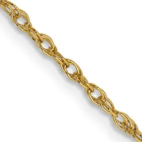 1.3mm, 14K Yellow Gold, Solid Baby Rope Chain Necklace