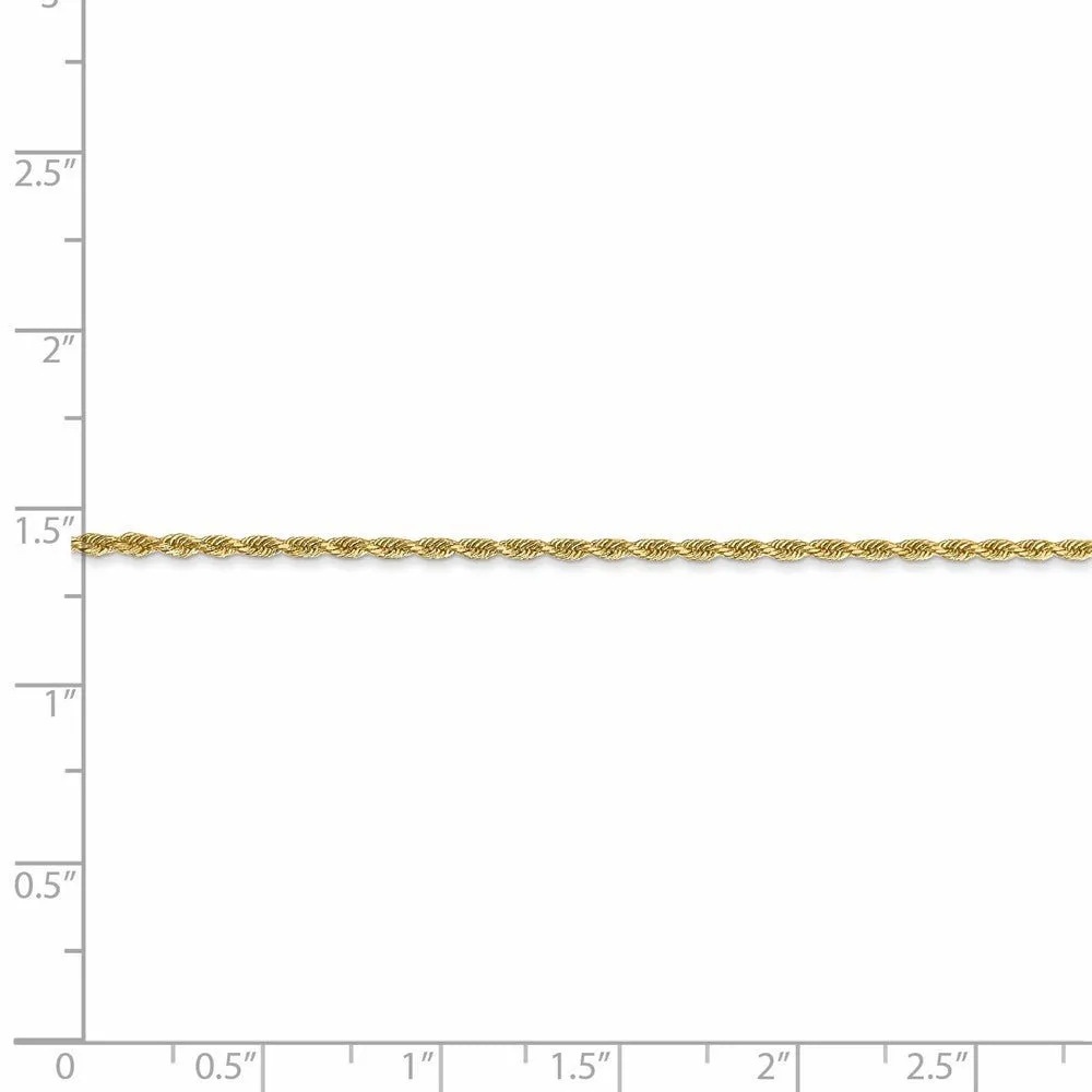 1.3mm 14k Yellow Gold Solid Diamond Cut Rope Chain Bracelet & Anklet