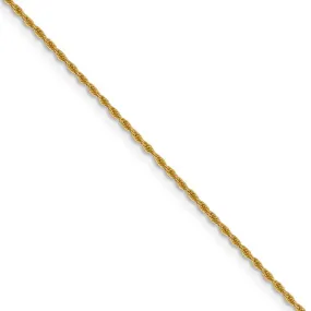 1.3mm 14k Yellow Gold Solid Loose Rope Chain Necklace