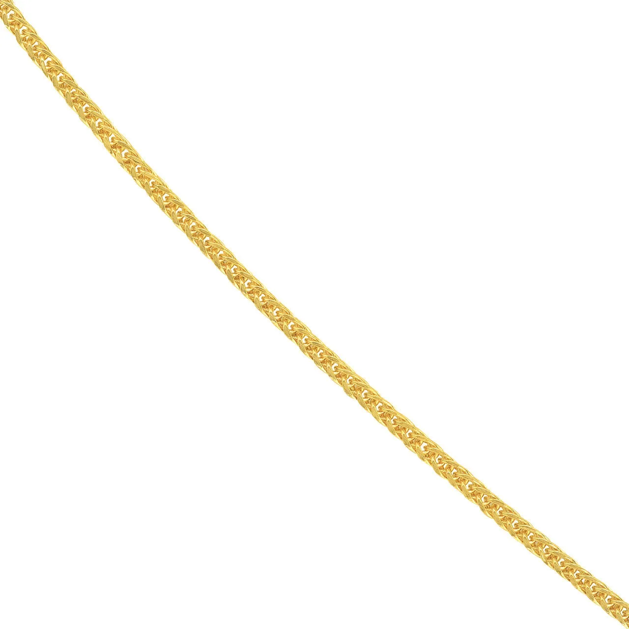 14k Gold 1.5mm Square Wheat Chain Necklace with Spring Ring - Yellow Gold or White Gold