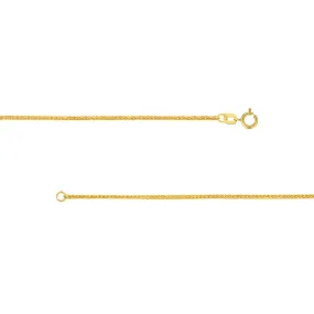 14k Gold 1.5mm Square Wheat Chain Necklace with Spring Ring - Yellow Gold or White Gold