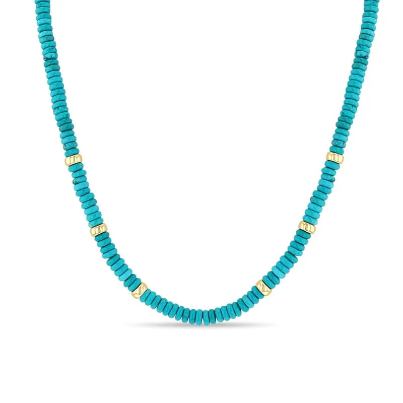 14k Gold & Turquoise Rondelle Bead Necklace