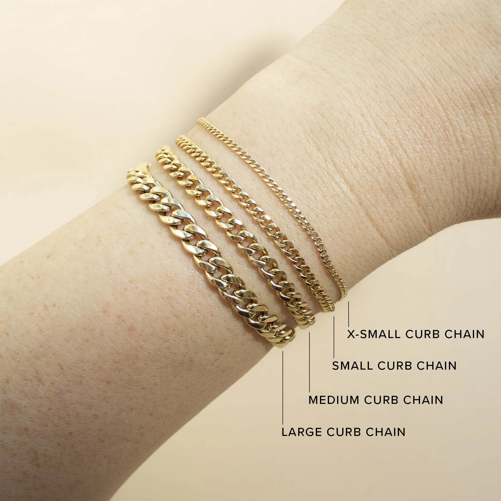 14k Gold Extra Small Curb Chain Bracelet