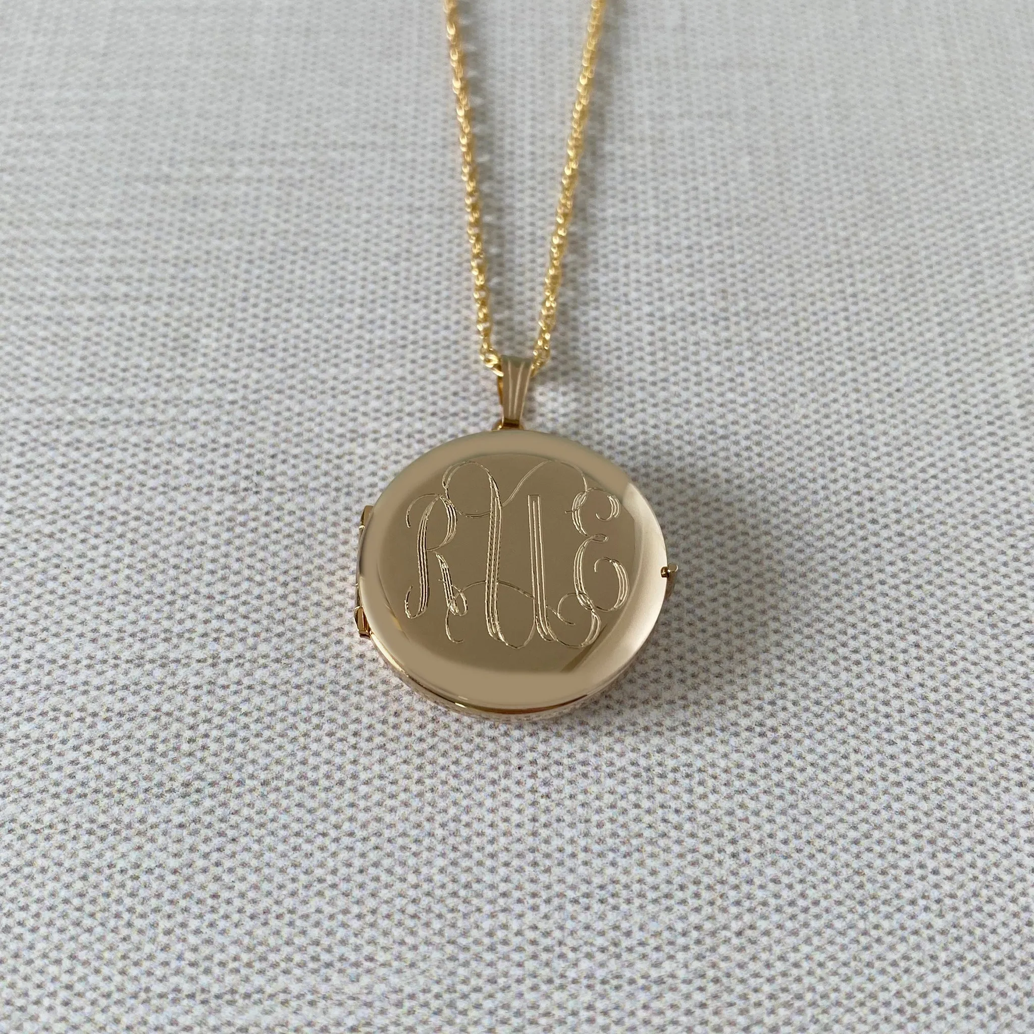 14K Gold Filled 23mm Round 4 Photo Locket Necklace