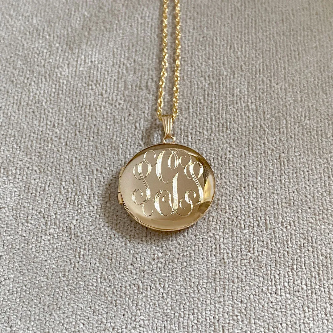 14K Gold Filled 23mm Round Locket Necklace