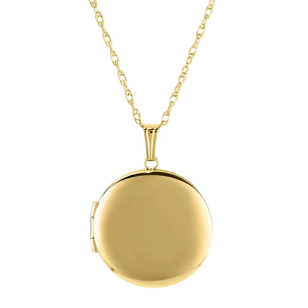 14K Gold Filled 23mm Round Locket Necklace