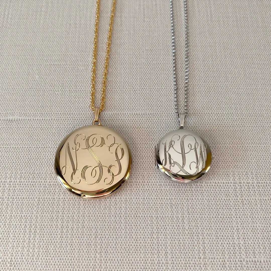 14K Gold Filled 33mm Round Locket Necklace