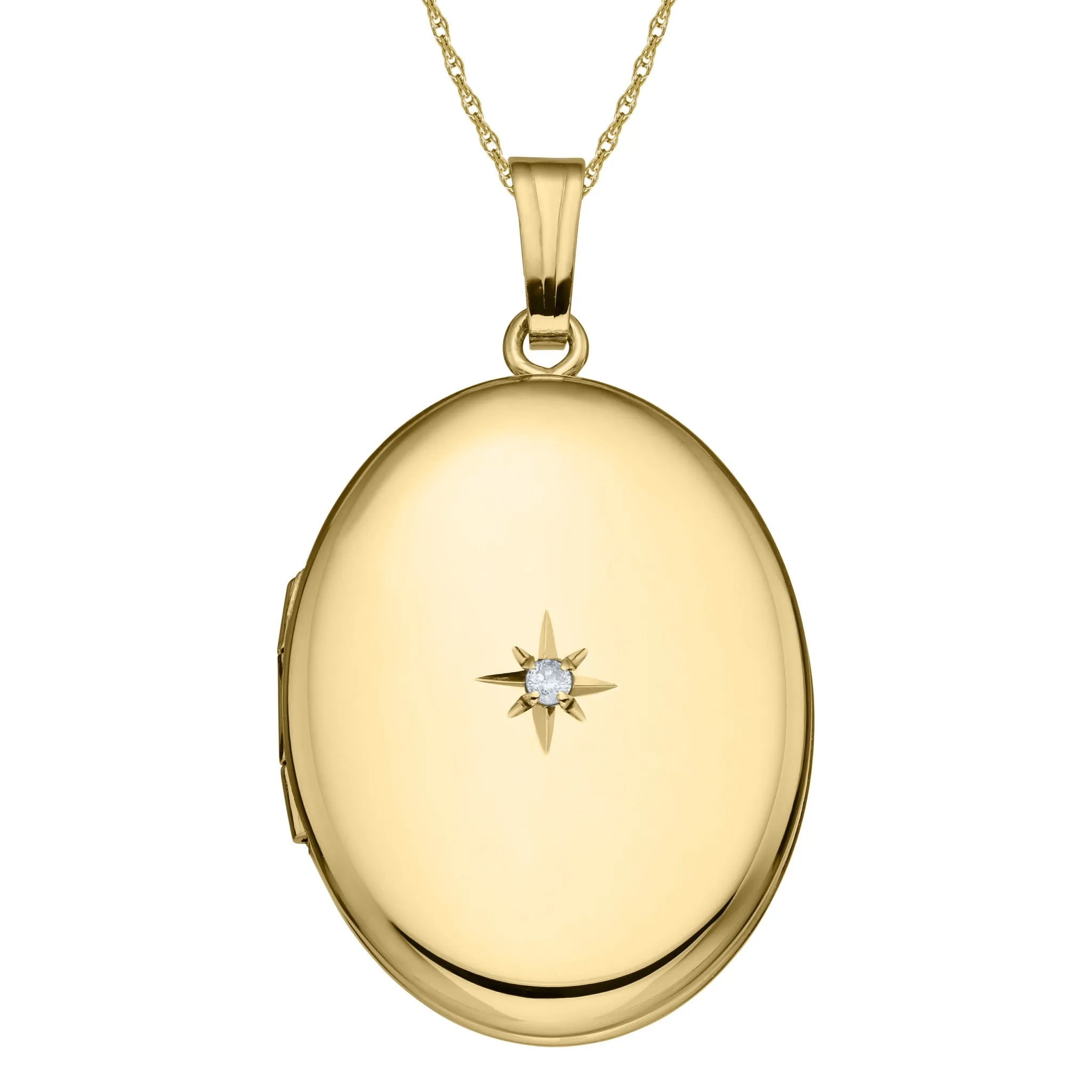 14K Gold Filled Diamond Oval Locket