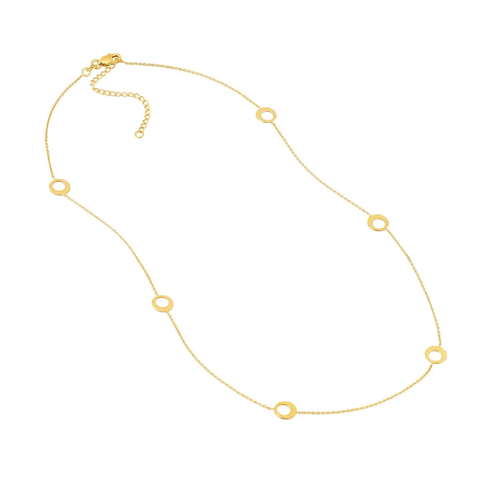 14k Gold Half Circle Stations Necklace