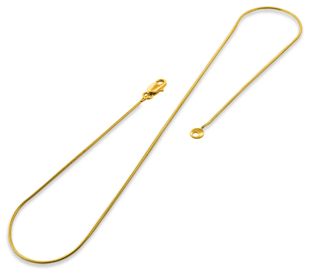 14K Gold Plated 30" Snake Brass Chain Necklace 1.13mm