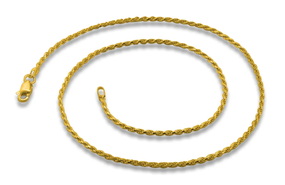 14K Gold Plated Sterling Silver Rope Chain 1.8MM