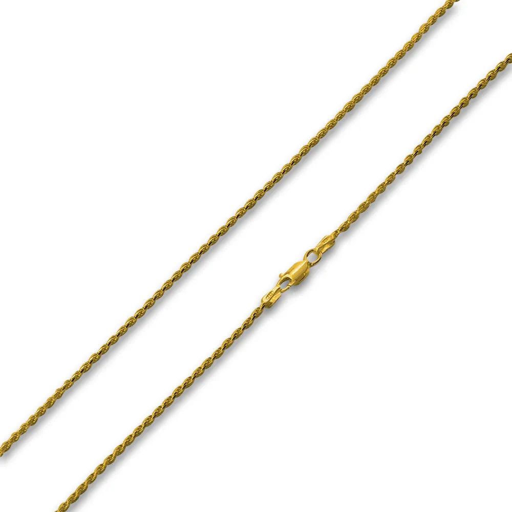 14K Gold Plated Sterling Silver Rope Chain 1.8MM