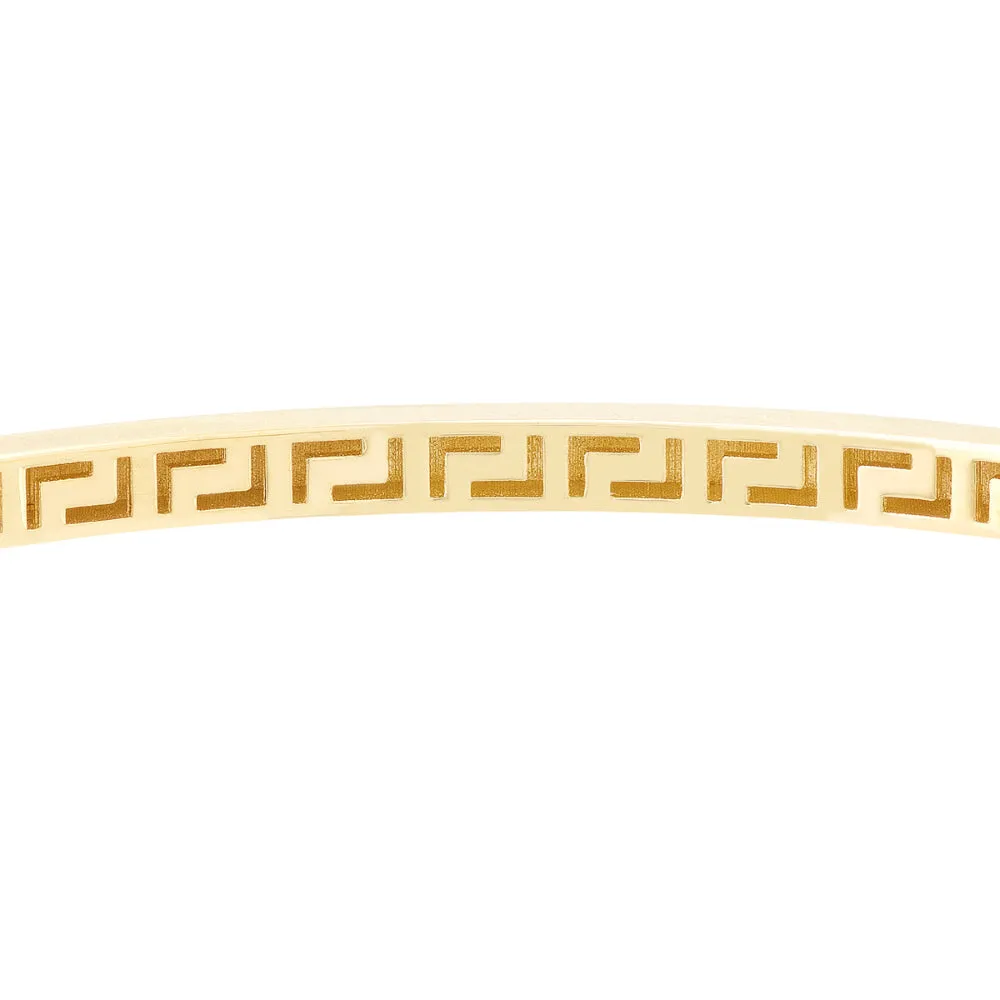 14k Plain Bangle with Greek Key Interior