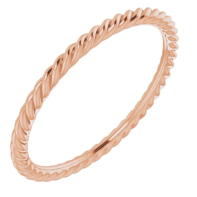 14k Rose Gold 1.5 mm Skinny Rope Band