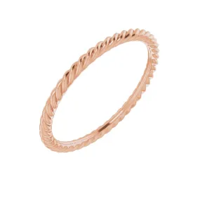 14k Rose Gold 1.5 mm Skinny Rope Band