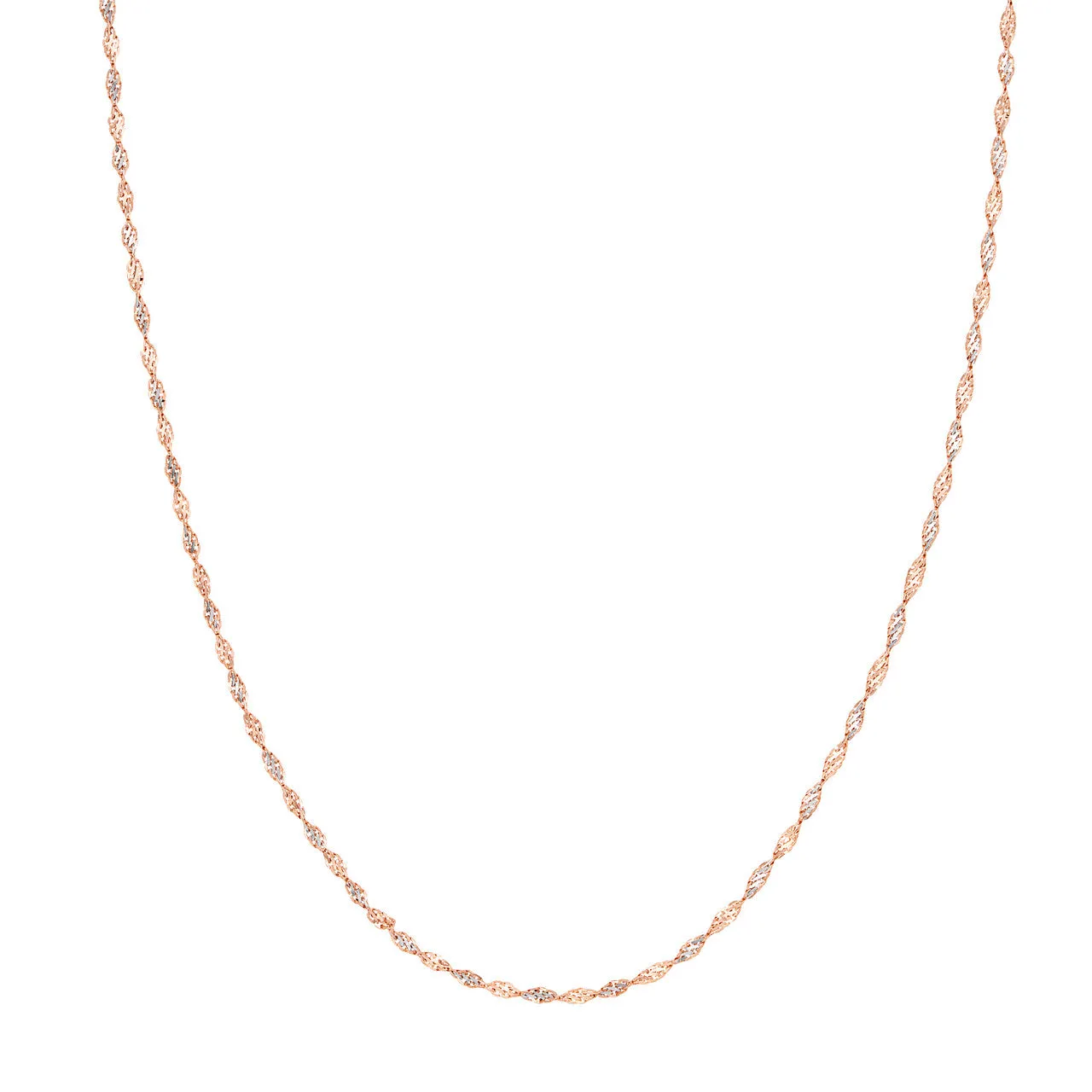 14K Rose Gold Two Tone 2.10mm Dorica Chain Necklace with Lobster Clasp