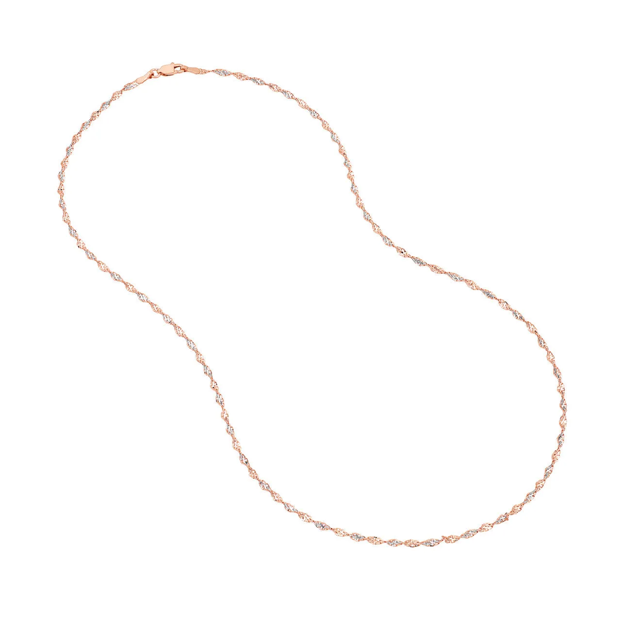 14K Rose Gold Two Tone 2.10mm Dorica Chain Necklace with Lobster Clasp