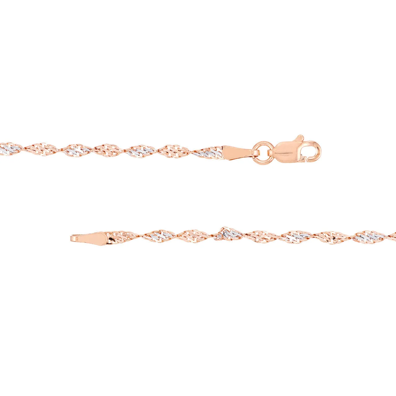 14K Rose Gold Two Tone 2.10mm Dorica Chain Necklace with Lobster Clasp