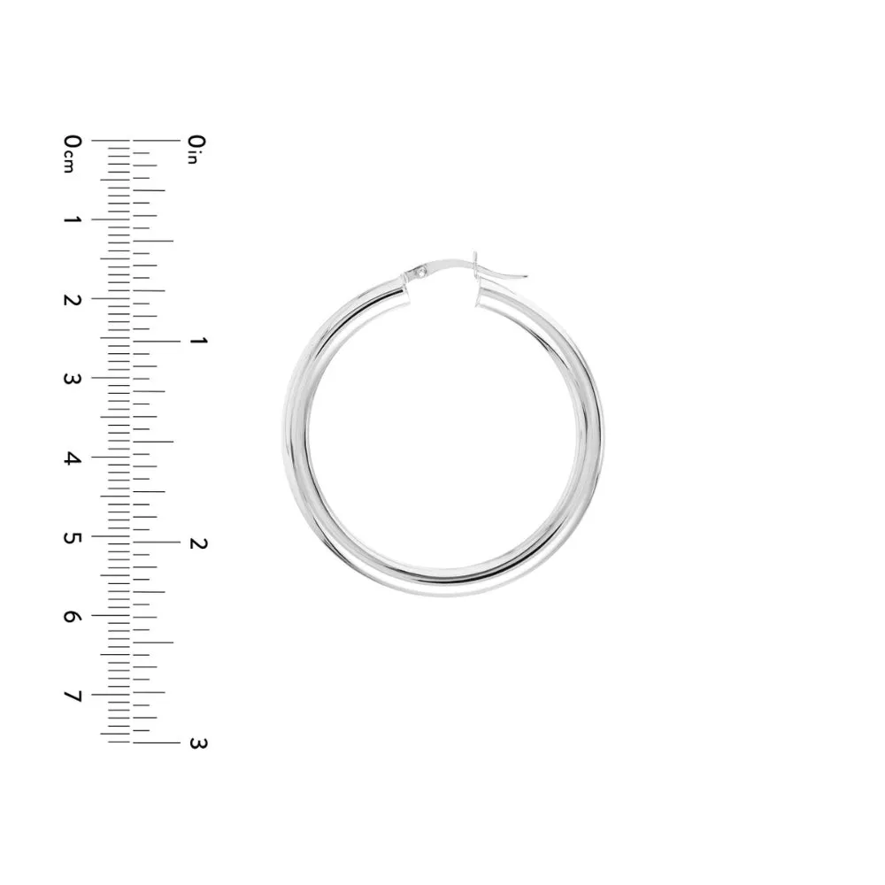 14k White Gold Polished Hoop Earrings